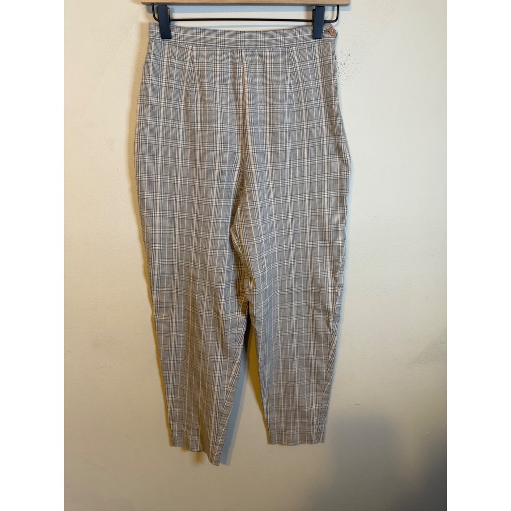 Express Womens Tapered Pants Glen Plaid Gray 3/4 Petites Vintage
